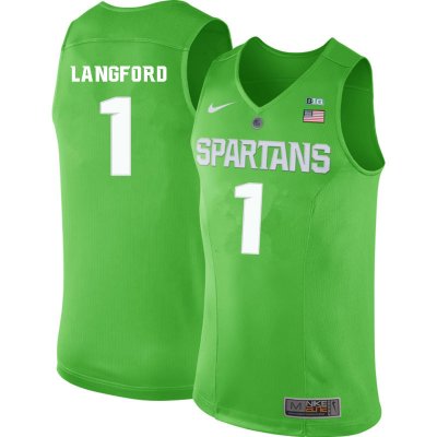 Men Michigan State Spartans NCAA #1 Joshua Langford Green Authentic Nike Stitched College Basketball Jersey BD32T21DK